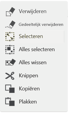 Basisbewerkingen Knippen of kopiëren van penstreken 1. Raak het pictogram (Selecteren / verwijderen) aan en raak hierna het pictogram (Selecteren) aan. DMT201 2.