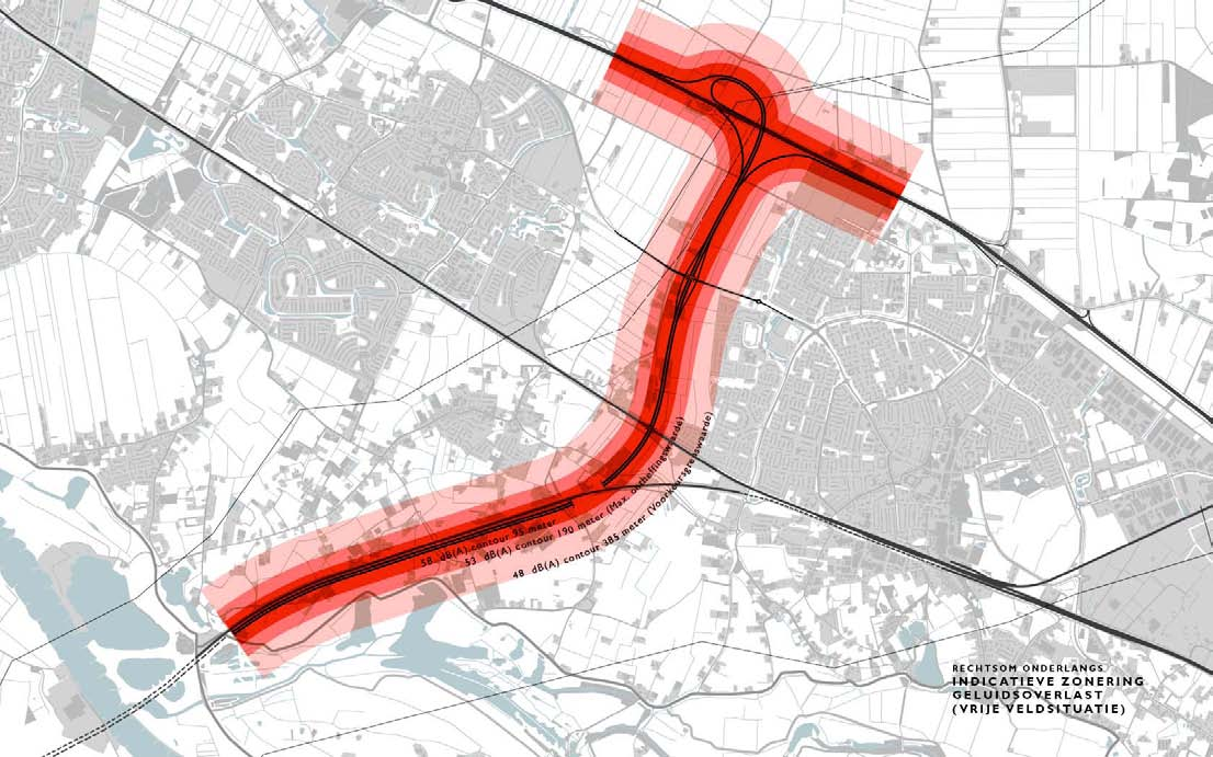 Toetsing tracé 4: milieu (geluid), maaiveld Bron: