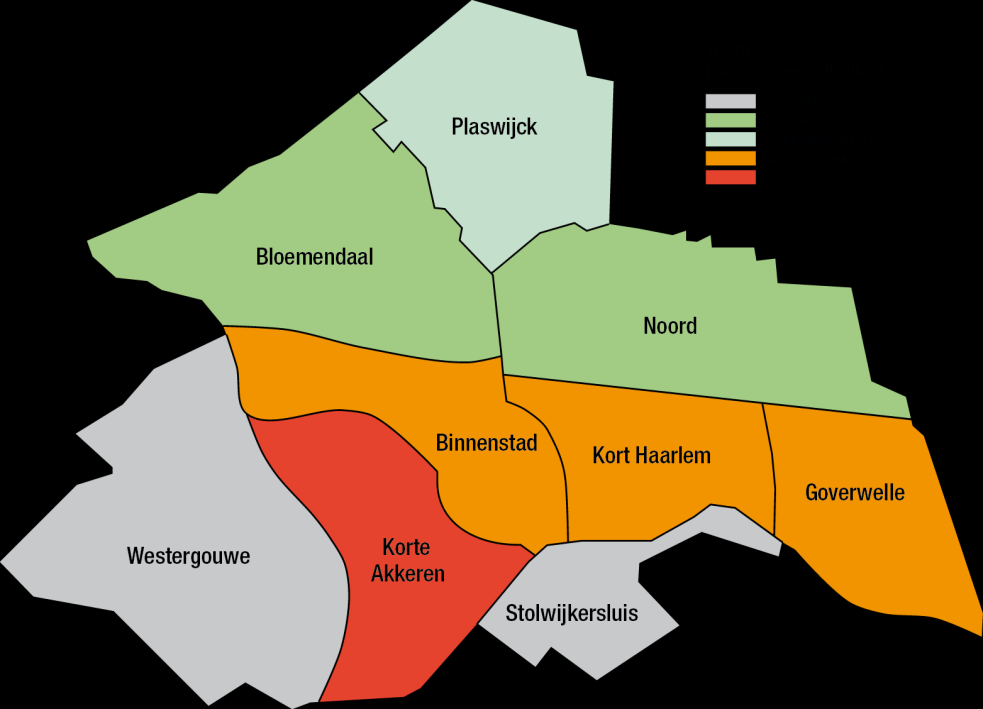 10 4 LAAGGELETTERDHEID IN GOUDA: UITKOMSTEN PER WIJK Uit onderzoek van het ROA Maastricht University blijkt dat in Gouda het percentage laaggeletterde inwoners op het landelijk gemiddelde ligt van