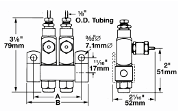 staal, of op aanvraag in roestvast staal 304, als enkelvoudige injector met een 1/4"NPT buitendraad toevoeraansluiting, of samengebouwd tot een blok met aan beide zijden 1/ 4"NPT binnendraad