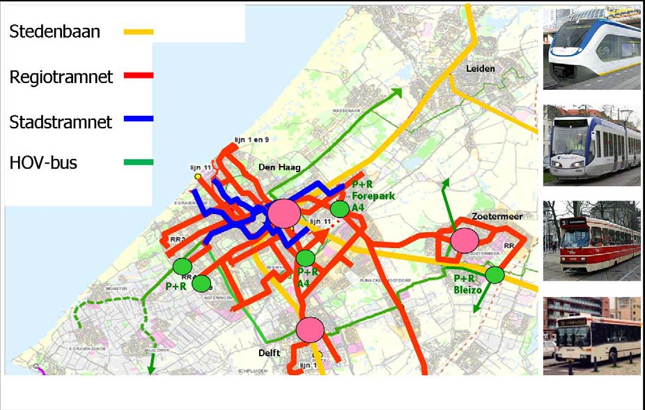 Het netwerk zal er dan in 2020 als volgt uit kunnen zien: Programma Netwerk RandstadRail Het programma Netwerk RandstadRail bestaat op hoofdlijnen uit: 2009 2012: Innoveren tramnet; 2012 2015: