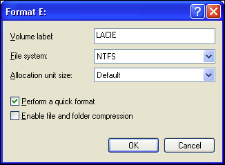 Optioneel formatteren en partitioneren Gebruikershandleiding pagina 20 4. In het venster Format (Formatteren): a. b. c.