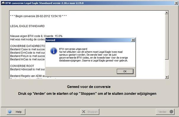 Druk nu weer op de knop Verder om de conversie te starten: Gebruikershandleiding Legal De conversie is nu