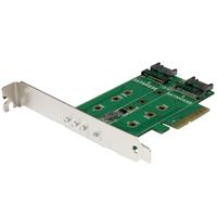 3-poorts M.2 SSD (NGFF) adapter kaart- 1 x PCIe (NVMe) M.2, 2 x SATA III M.2 - PCIe 3.0 StarTech ID: PEXM2SAT32N1 Deze 3-poorts M.