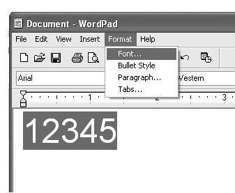 2. Selecteer de getypte tekens en klik op Font in het menu Format (Opmaak). 3.