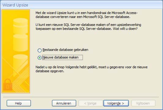 Ook in Access 2003 kun je bestaande Access-bestanden converteren naar SQL-databanken. Open de databank Sportclub.mdb in Microsoft Office 2003.