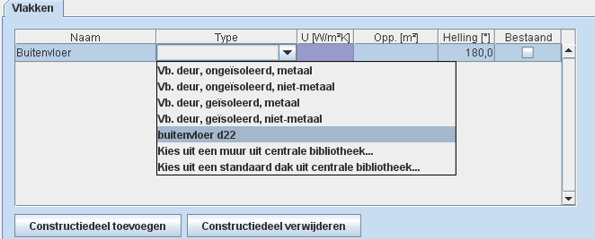 Dubbelklik in de cel in de kolom Naam en geef het vlak een nieuwe naam (Buitenvloer). 2.