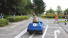 Als je wilt oversteken bij een zebrapad, moet je wachten tot al het verkeer voor je is gestopt. Dan kun je oversteken.