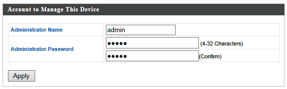 Ga naar "Management > Admin (Beheer > Beheerder)" om de beheerdersnaam en het wachtwoord van de browser based configuratie-interface te wijzigen. 7.