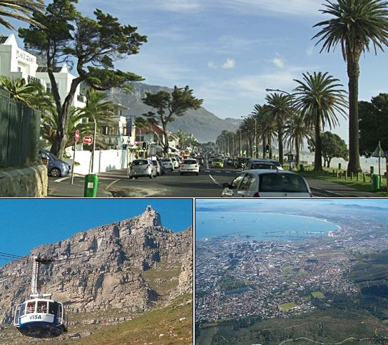 We gaan de Tafelberg op, die ons op 1000 meter hoogte een prachtig uitzicht