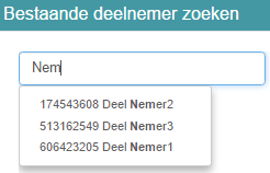 Als u een registratie opgeroepen heeft (door bijvoorbeeld te klikken op DEELNEMERS INVOEREN) ziet u dat er geen deelnemers zijn ingevuld.