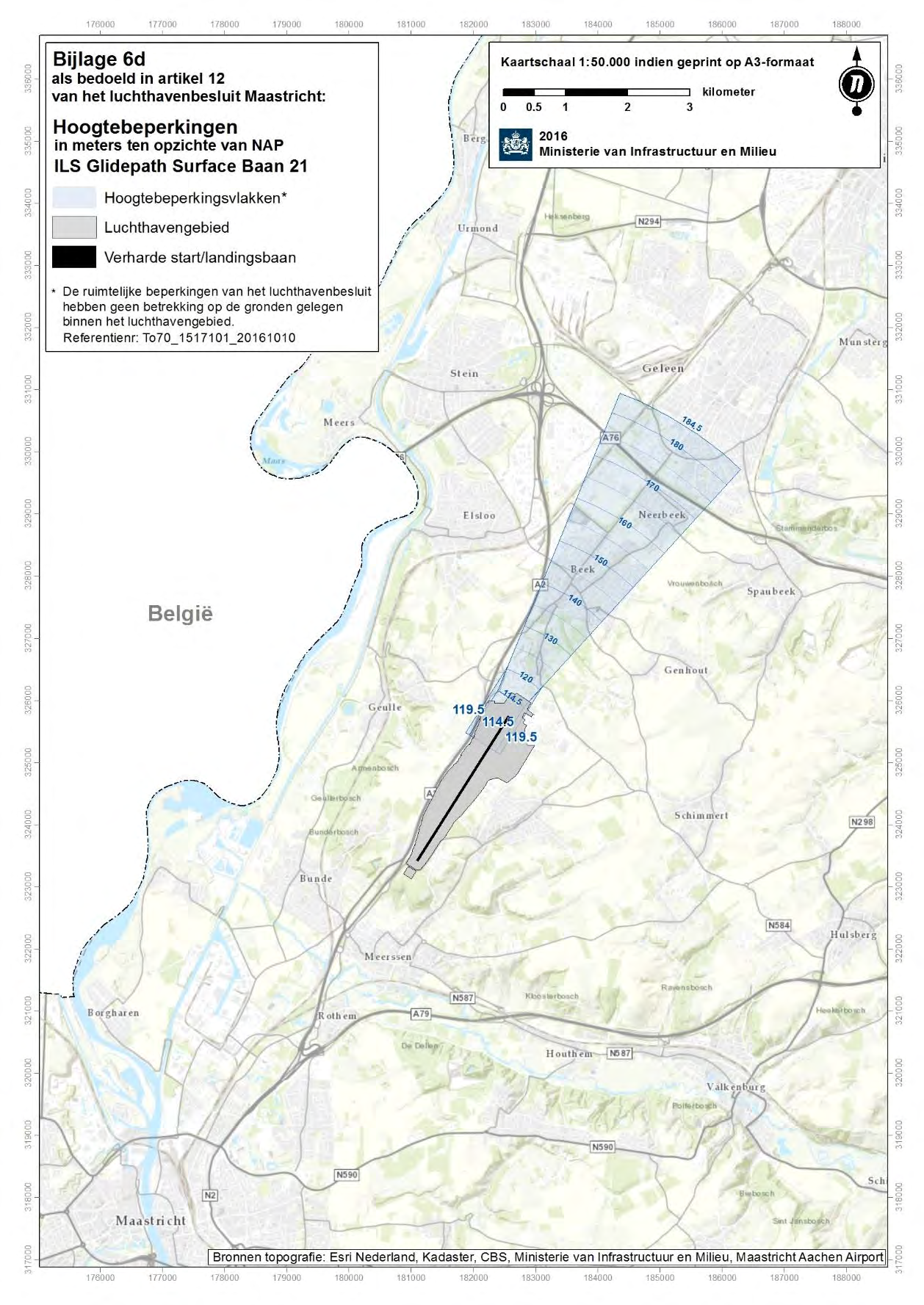 Kaart van de surface voor de Glide Path antenne