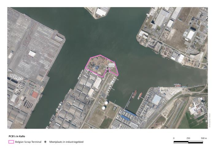 5 KALLO Meetplaats Straat Start-stop Gebiedsbestemming Toetsing drempelwaarden BV04 Land van Waaslaan, 2004-lopend industriegebied Nee Haven 1204 De VMM meet sinds 2004 dioxines en PCB s op één