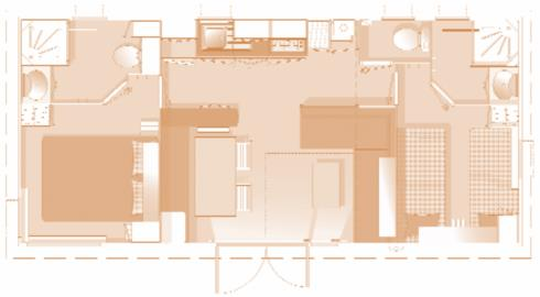 Beschrijving Vakantiehuisjes Cottage Prestige 4 P. 2 kamers 2 badkamers - 34 m² - met TV Key West 4 P.