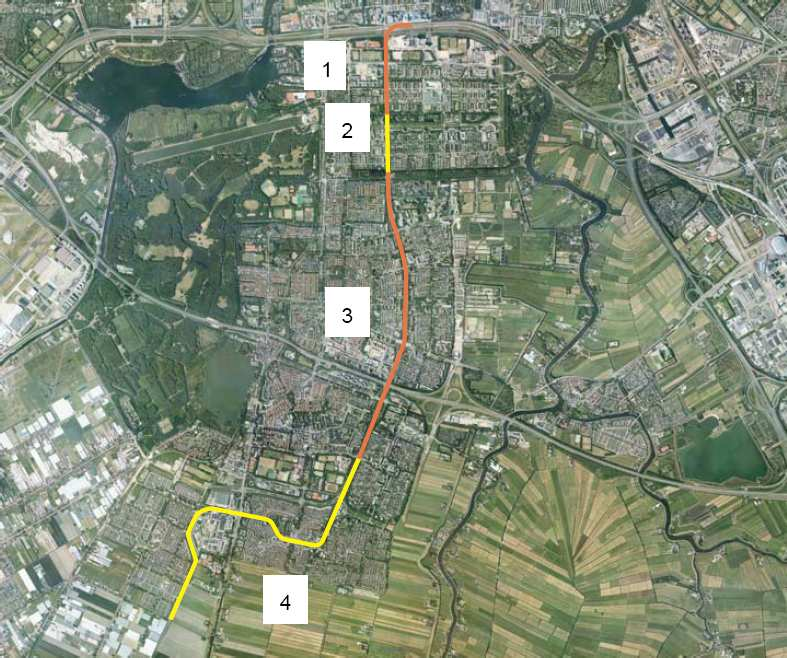 Daarbij gaat het bureau zoveel mogelijk uit van bestaande infrastructuur en heeft de volgende trajectdelen per scenario onderscheiden: Noord/Zuidlijn tot Buitenveldert 1: Amsterdam Zuid Buitenveldert