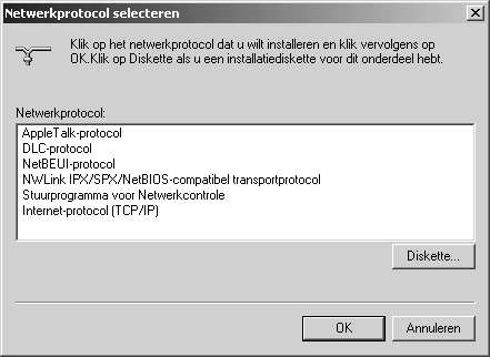 ì Kies in de lijst Netwerkprotocollen de vermelding
