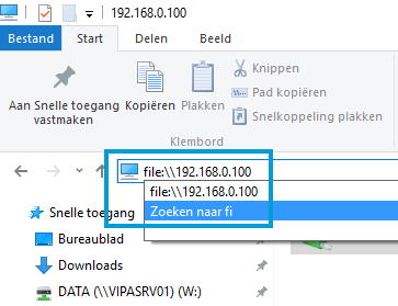 9. Log files op USB stick bekijken via FTP Door nu in verkenner file:\\lan-ip mbnet (b.v. file\\192.168.0.100) te typen in de adresbalk kan de inhoud van de USB geopend worden.