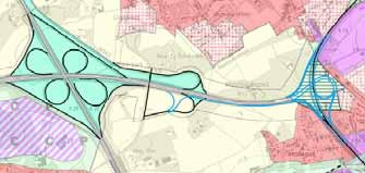 ruimtelijke omschrijving op- en afrittencomplex Project valt gedeeltelijk in BPA, in zones waarin wegeninfrastructuur niet conform de voorschriften is.