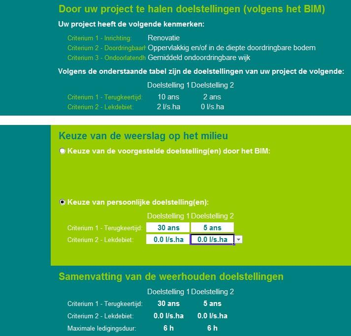 2. KEUZE VAN DE WEERSLAG OP HET MILIEU Als de algemene informatie over het project correct is ingevoerd, vraagt de tool aan de gebruiker om naar het volgende blad '3. Weerslag' te gaan.