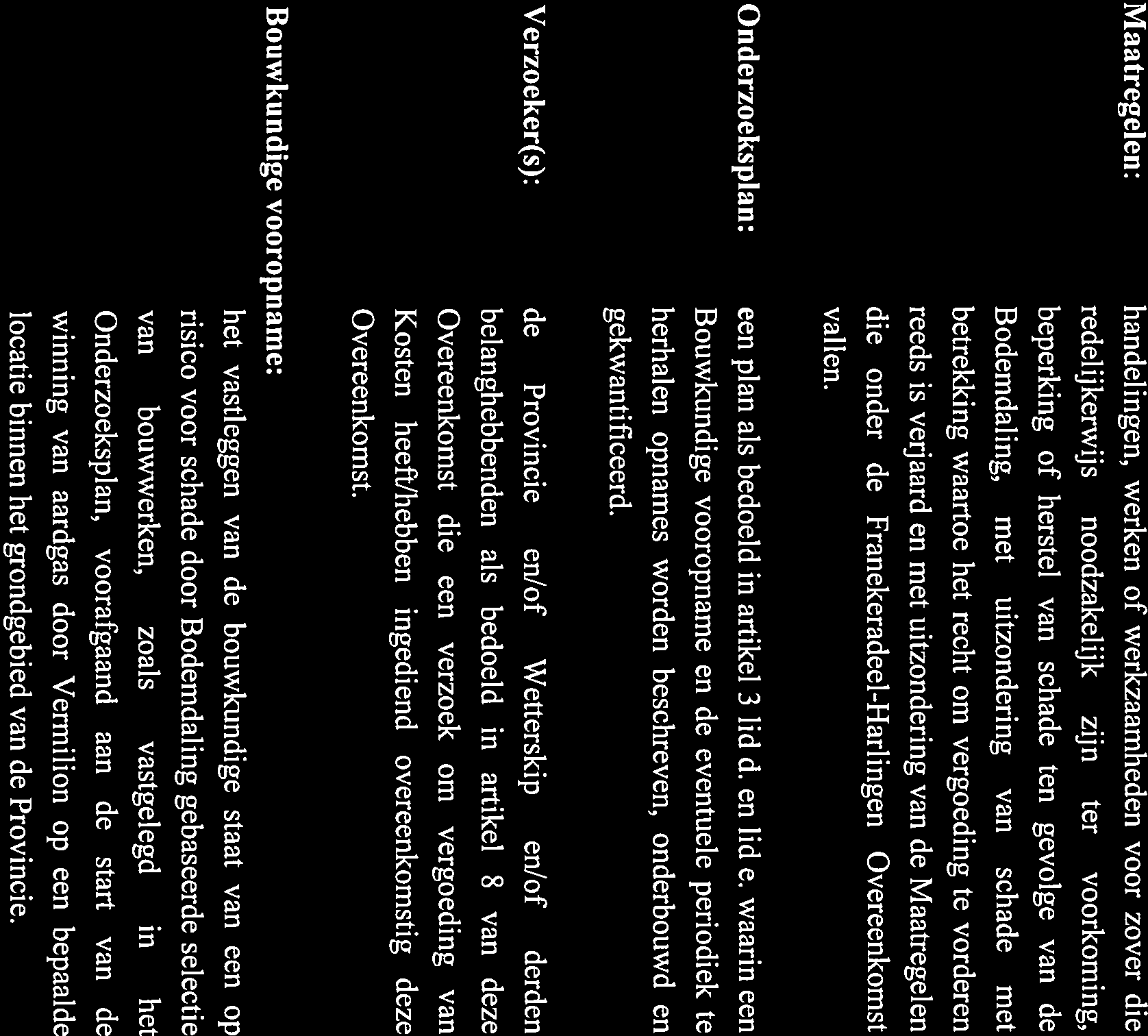 Maatregelen: Onderzoeksplan: handelingen, werken of werkzaamheden voor zover die redeljkerwijs noodzakelijk zijn ter voorkoming, beperking of herstel van schade ten gevolge van de Bodemdaling, met