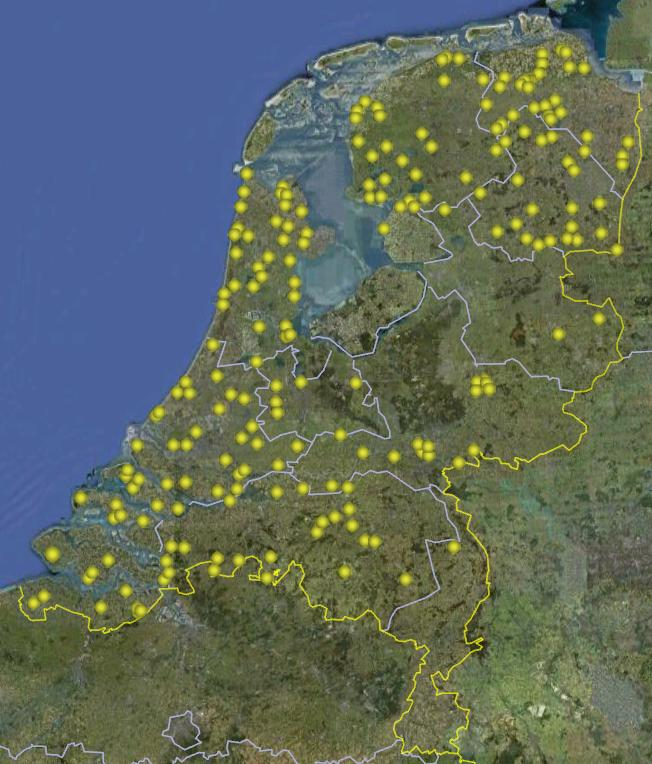 4 Metingen 4.1 Locaties In de Dinoloket Database zijn minimaal 210 sonderingen met U1 en U2 metingen, verspreid over Nederland, opgenomen. De locaties van deze boringen zijn opgenomen in figuur 4.1.1. In paragraaf 4.