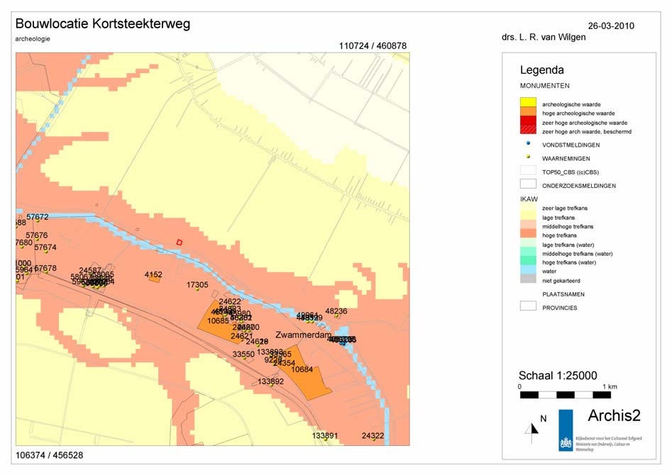 In ARCHIS2, de online archeologische databank van de Rijksdienst voor het Cultureel Erfgoed zijn geen gegevens bekend van vondsten, die ter plaatse van het onderzoeksgebied zouden zijn gedaan.