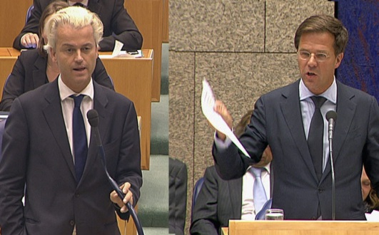 Wilders ontkende dat het op die manier werd gezegd, maar zei vervolgens wel dat Rutte normaal moest doen en beter moest lezen voordat hij wat zei. Rutte zei daarop 'doe lekker zelf normaal joh'.