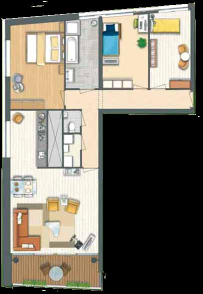 Plattegrond appartement type D (, )