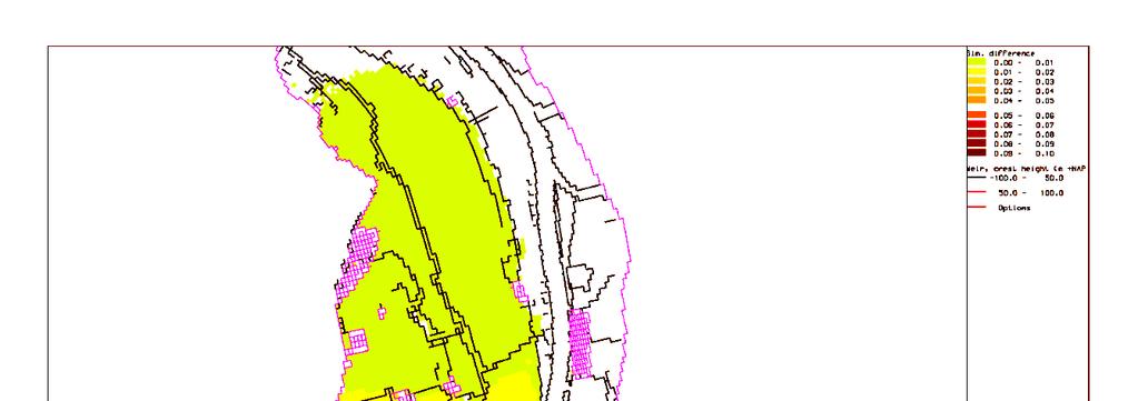 mei 2011 definitief VW TM Rivierkunde Aanvullend op Figuur 6-4 zijn in Figuur 6-6 de waterstandsverhogingen weergegeven in het projectgebied.