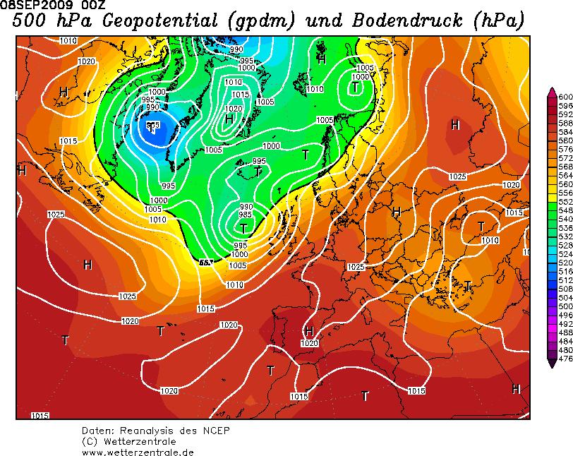 4 Meteorologische gegevens Uit de lokale informatie en de druk en temperatuuroverzichten hieronder blijkt dat Greifenburg op 8 september in een uitloper van een hogedrukgebied lag.