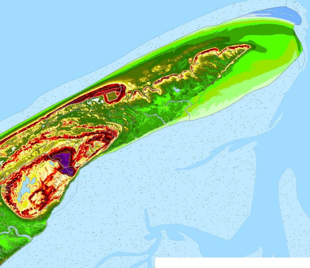 Figuur 3.59. Hoogtekaart van eilandstaart De Hon.
