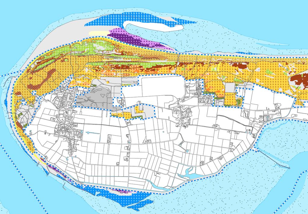 Figuur 3.30. Overzicht van de habitattypen op de eilandkop en het duinboogcomplex Hollum Ballum. Beheer en recente maatregelen op deelgebied 1 de Eilandkop (Zie Figuur 3.