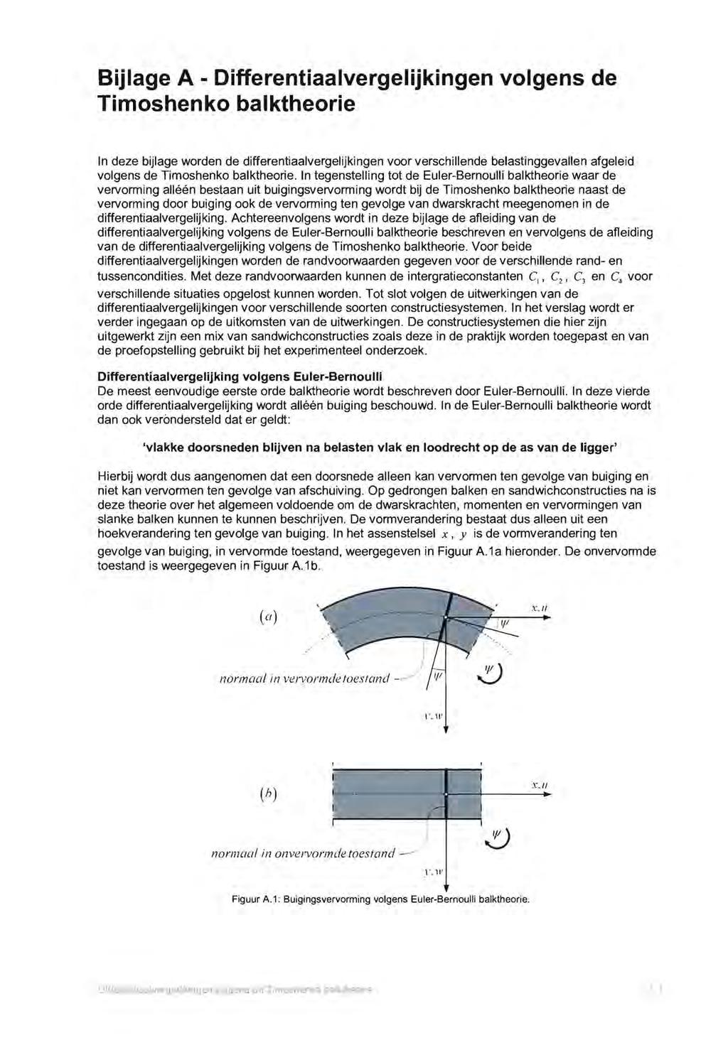 Bijlage A- Differentiaalvergelijkingen volgens de Timoshenko balktheorie n deze bijlage worden de differentiaalvergelijkingen voor verschillende belastinggevallen afgeleid volgens de Timoshenko