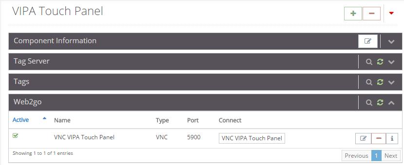 2.2 Nieuwe Web2go Na het opslaan van de Network Component bevinden we ons in de instellingen van de Network Component. Klik nu op en vervolgens op Create new Web2go om de VNC aan te maken.