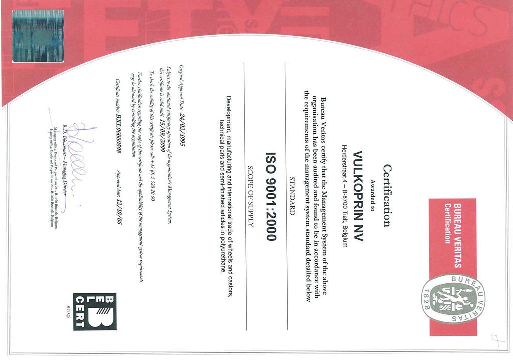 CERTIFICATE OF APPROVAL Bayer producten 3.