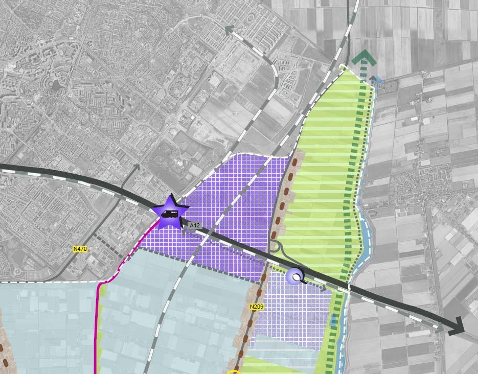 B3.5. Uitsnede structuurvisiekaart Lansingerland Primaire doelstellingen voor de regionale vervoersknoop Bleizo zijn: een stedenbaanstation op de lijn Den Haag-Utrecht; een nieuwe eindhalte van de