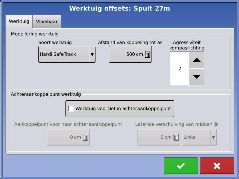 7.3 Extra instellingen sectieschakeling voor veldspuiten Voor een juiste automatische sectieschakeling is het belangrijk dat het loggen (het groen kleuren) in de perceelsweergave precies gebeurt.