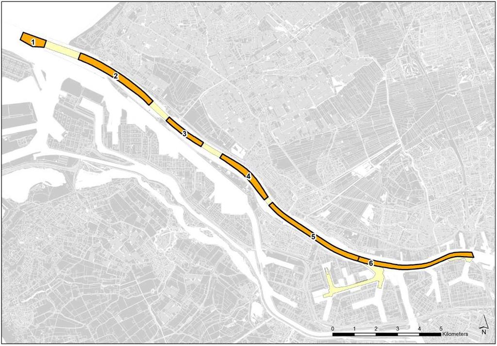 Kenmerk R001-1227972CBI-mvg-V02-NL Op grond van het bovenstaande worden daarom zes deellocaties onderscheiden. In het onderstaande figuur zijn de deellocaties van de Nieuwe Waterweg weergegeven.