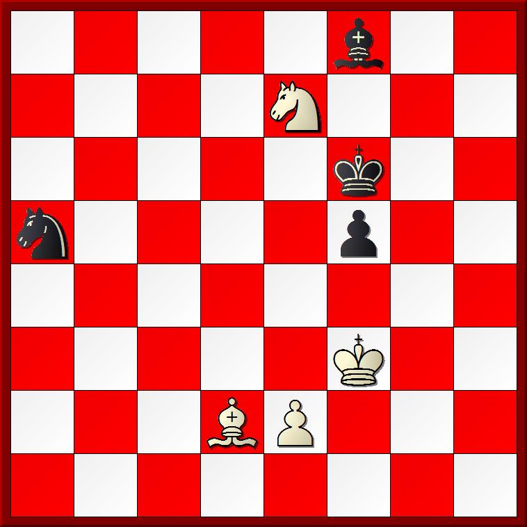 L/ A. Troitzky, Basler Nachrichten, 1933 1.Kb4 Kh8 2.Kc3 Lg8 3.Pb4 Lh7 4.Pc6 Lg8 5.Pe5 La2 5...Lh7 6.Kb4 Kg8 7.Pc6 Kf8 (7...Kh8 8.Pe7 Lg8 9.Pxg6 mat) 8.Pxh7+ Wit wint (Nalimov #69)] 6.Kb2 Ld5 7.