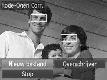 Het rode-ogeneffect corrigeren U kunt rode ogen in beelden automatisch corrigeren en deze beelden opslaan als nieuwe bestanden. Selecteer [Rode-Ogen Corr.]. Druk op de knop n om [Rode-Ogen Corr.