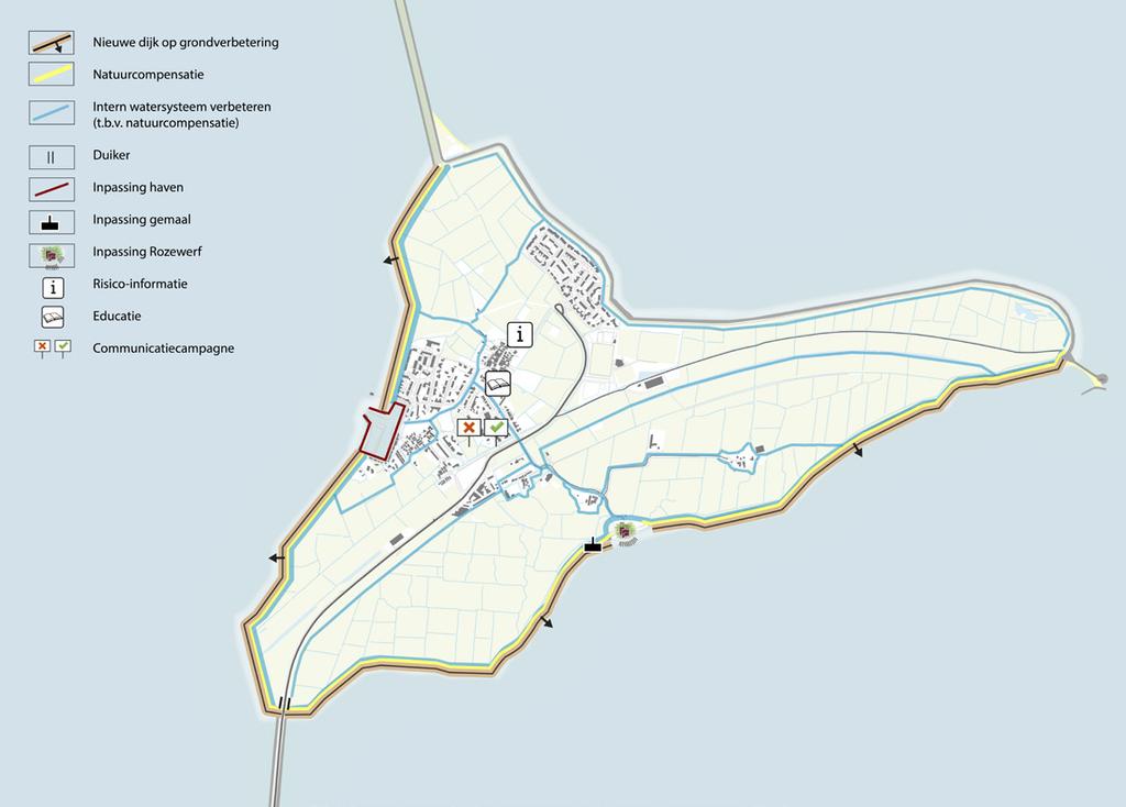 Het profiel van de nieuwe dijk heeft een smalle kruin en een steil binnentalud. Dit sluit aan bij de huidige kwaliteiten van de dijk. De huidige dijk wordt na aanleg van de nieuwe dijk afgegraven.