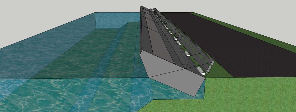 Concept De voordelen van het MOSE Project en de Trapdijk worden gecombineerd in dit concept: De waterverdediging komt opdrijven