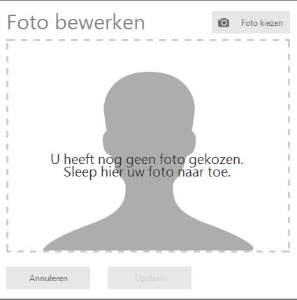 Het volgende scherm verschijnt:: Klik op Foto kiezen en u kunt dan een foto selecteren van uw computer of tablet. Klik daarna onderaan op Opslaan.
