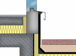 Pagina 104 Toepassingsvoorbeelden richtlijn voor platte daken / combinatievoorbeelden Afwateringsgoten van verlagen drempels.