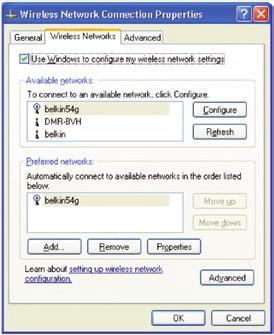 Gebruik maken van de geavanceerde web-based gebruikersinterface De Windows XP Wireless Network Utility instellen voor gebruik met WPA-PSK Om WPA-PSK te kunnen gebruiken, dient u ervoor te zorgen dat