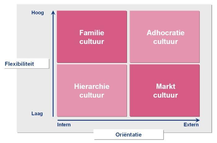 Marktcultuur Een organisatie met een typische marktcultuur richt zich op externe positionering en een focus op relaties gekoppeld aan de behoefte aan stabiliteit en beheersbaarheid.