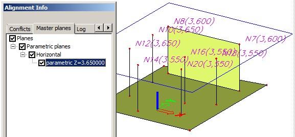 Vlakken van parametrische invoer Deze optie is alleen beschikbaar als minimaal één coördinaat van een knoop met behulp van een parameter is gedefinieerd.