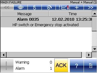 Storings- en waarschuwingsmeldingen 14.1.2 Alarmoverzicht fig.27: Alarmoverzicht In dit beeld worden alle actieve storingen en waarschuwingen weergegeven.