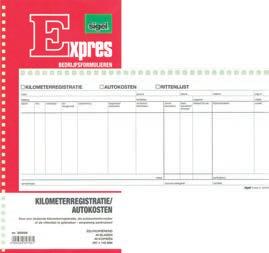 de gereden kilometers, gemaakte kosten, exacte vertrek- en aankomsttijden. 1e en 2e blad bedrukt. Met spiraalband. FSC-gecertificeerd.