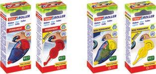 Lijmrollers/Lijmstiften 6 LIJMROLLERS TESA ECO LIJMROLLER NAVULBAAR De groene Tesa lijmroller is uiterst milieuvriendelijk en bestaat voor 100% uit gerecycled plastic (complete roller excl. tape).